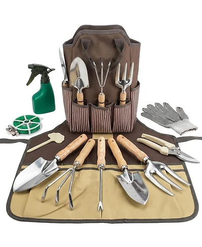 Xdovet Garden Tool Set Heavy Duty Stainless Steel Wood Handle Organizer Bag