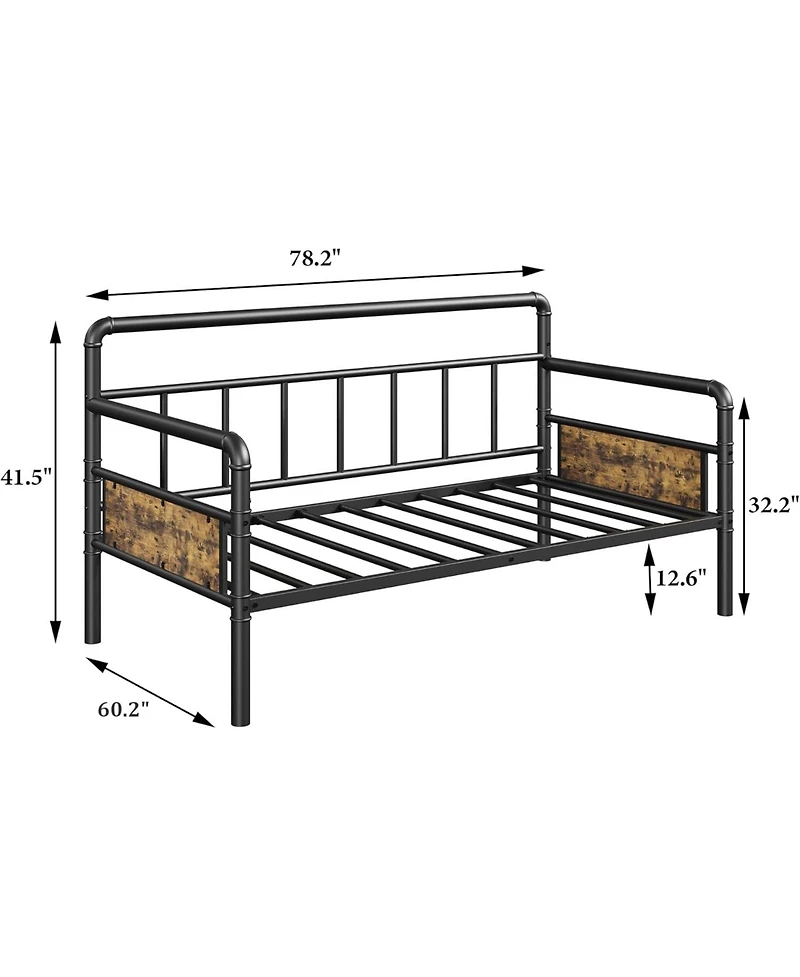 gaomon Metal Daybed Frame Full Size, Heavy Duty Day Bed with Classic Headboard and Steel Slat Support, Sofa Platform for Living Room Guest