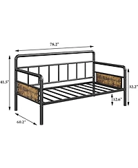 gaomon Metal Daybed Frame Full Size, Heavy Duty Day Bed with Classic Headboard and Steel Slat Support, Sofa Platform for Living Room Guest