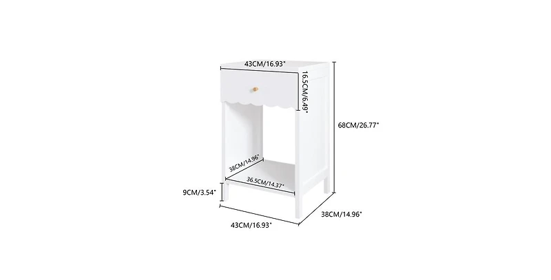 Lucky One 26.8"W Nightstand with Drawer and Shelf