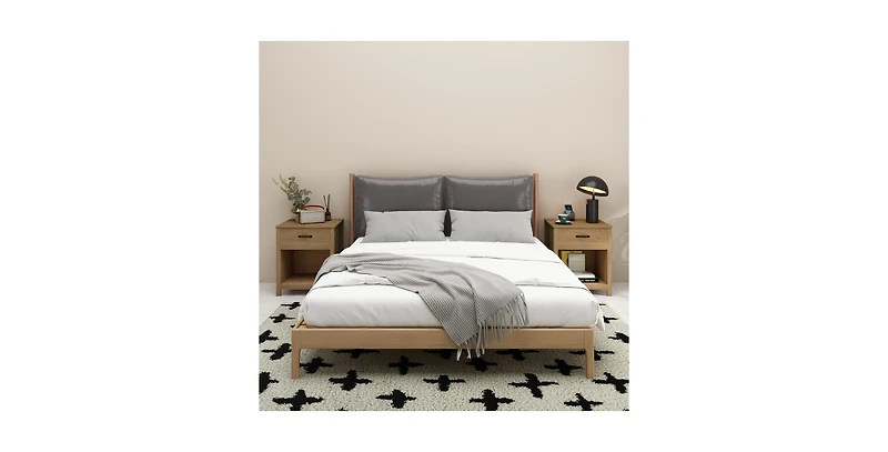Lucky One Wood Nightstand with Drawer and Shelf