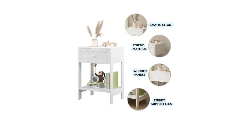Lucky One Nightstand with Drawer and Shelf