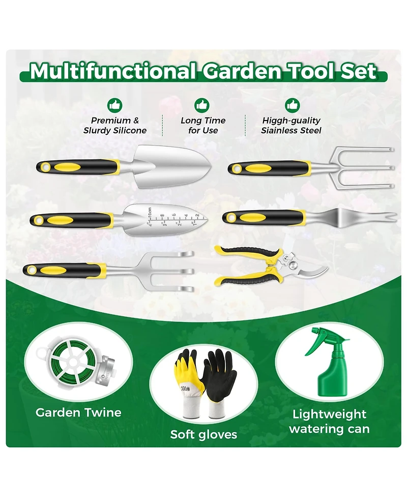 Xdovet Gardening Tools Set Heavy Duty Organizer Handbag Rust-proof Weeding Kit Gifts Women