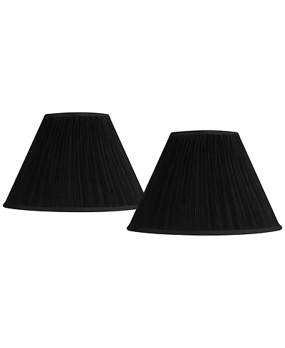 Springcrest Collection Set of 2 Pleat Empire Lamp Shades Deep Large 7" Slant Spider Replacement Harp and Finial Fitting