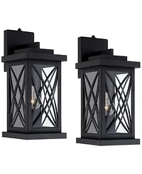 John Timberland Woodland Park Mission Outdoor Wall Light Fixtures Set of 2 Metal Dusk to Dawn 15inch Clear Glass for Post Exterior Barn Porch