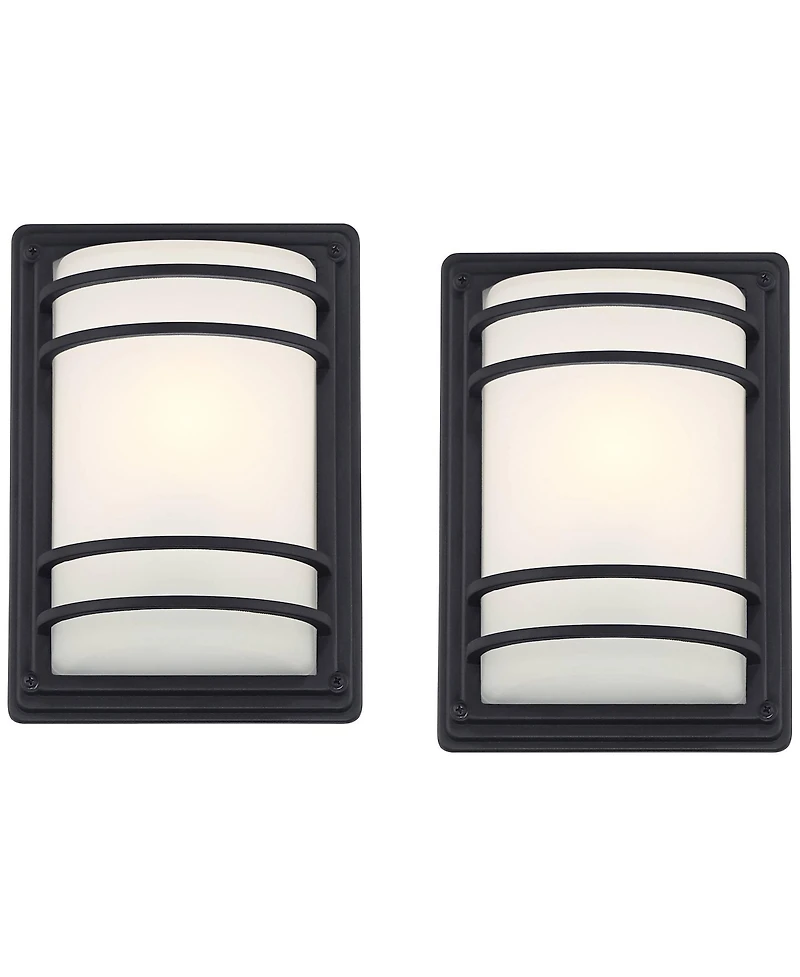 John Timberland Habitat Modern Industrial Outdoor Wall Light Fixtures Set of 2 Metal 11inch Frosted Glass for Post Exterior Barn Deck