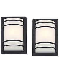 John Timberland Habitat Modern Industrial Outdoor Wall Light Fixtures Set of 2 Metal 11inch Frosted Glass for Post Exterior Barn Deck