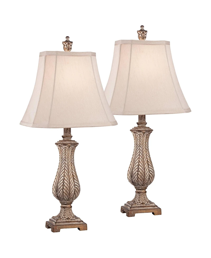 Regency Hill Karina 25" High Petite Vase Traditional Country Cottage Table Lamps Set of 2 Leaves Finish Living Room