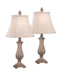 Regency Hill Karina 25" High Petite Vase Traditional Country Cottage Table Lamps Set of 2 Leaves Finish Living Room