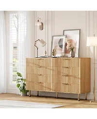 gaomon 8-Drawer Dresser for Bedroom, 55'' Wide Modern Wooden Chest of Drawers with Metal Handles, Anti-Tip Design, Sturdy Storage Organizer.