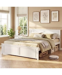 Slickblue Modern Platform Bed Frame with Wooden Headboard