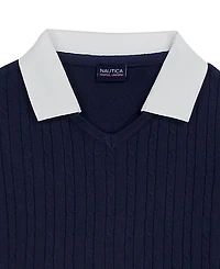 Nautica Girls' 7-16 Long-Sleeve Collared Neck Pull-On Shirt