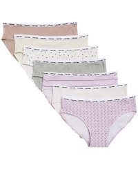 Calvin Klein Girls' 6-16 Floral Heart Stripe Cotton-Stretch Bikinis, 7-Pack