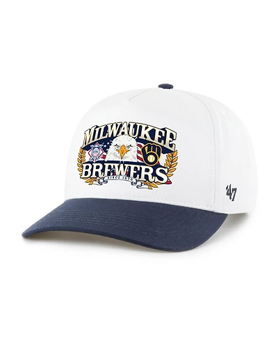 '47 Brand Men's White, Navy Milwaukee Brewers Americana Eagle Hitch Adjustable Hat