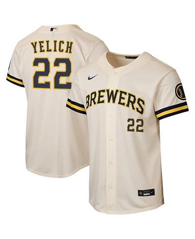Nike Big Boys and Girls Christian Yelich Cream Milwaukee Brewers Home Stadium Jersey