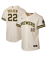 Nike Big Boys and Girls Christian Yelich Cream Milwaukee Brewers Home Stadium Jersey