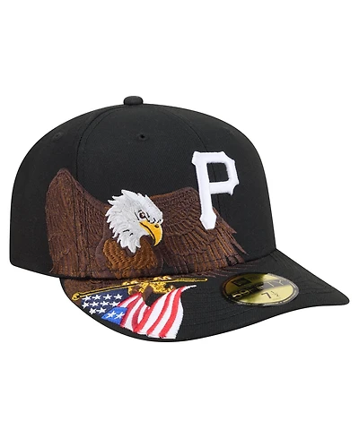 New Era Men's Black Pittsburgh Pirates Americana Bald Eagle Pre-Curved 59FIFTY Fitted Hat
