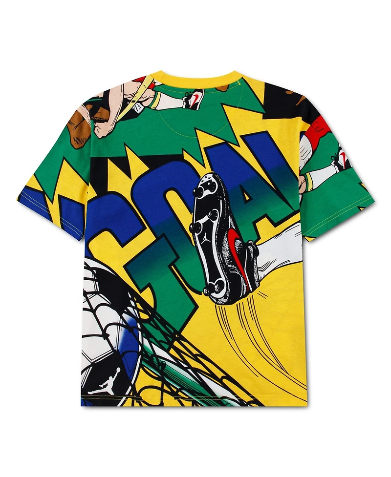 Jordan Big Boys and Girls Yellow Brazil National Team Boxy Goal T-Shirt