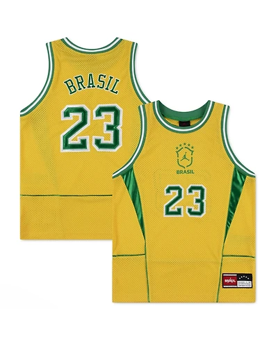 Jordan Big Boys and Girls Yellow Brazil National Team Mesh Basketball Fashion Jersey