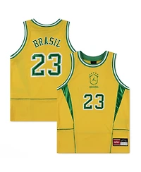 Jordan Big Boys and Girls Yellow Brazil National Team Mesh Basketball Fashion Jersey