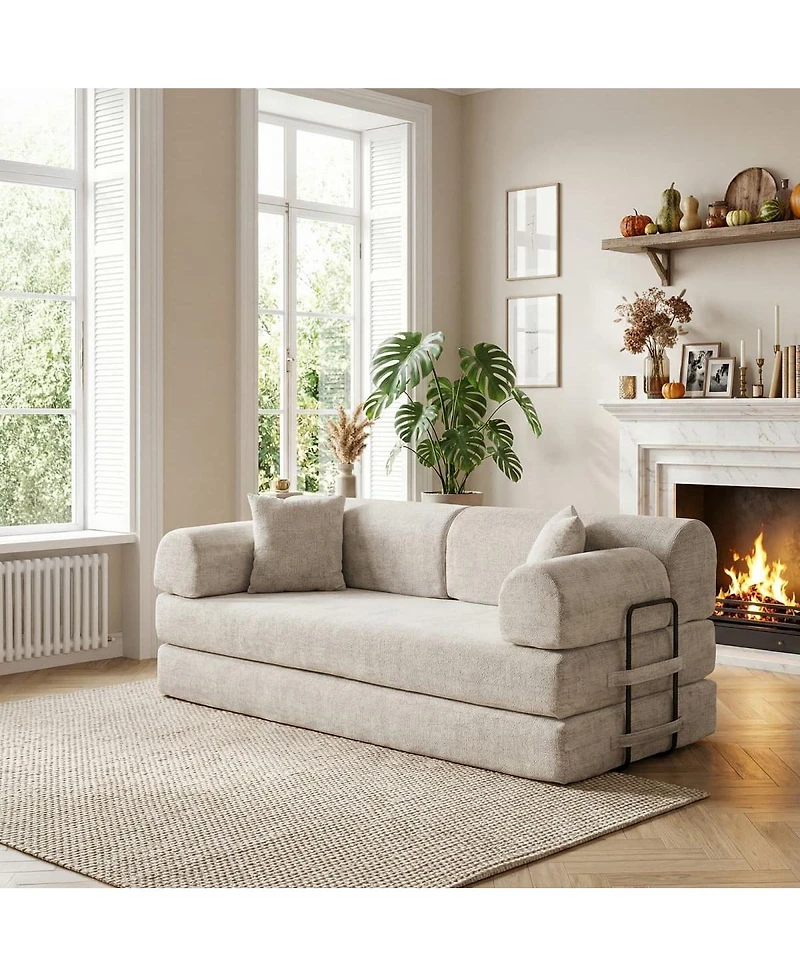 Maison Boucle 78.74'' Wide Convertible Sleeper Sofa Bed, 3 Seater, Daybed