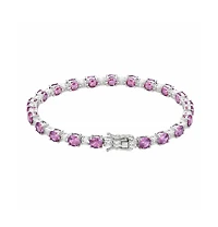 Suzy Levian New York Sterling Silver Round-Cut Sapphire Alternating Rythm Tennis Bracelet
