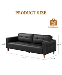 homfan Sophisticated Faux Leather Sofa with High-Density Cushioning and Durable Wood Frame - Comfortable Modern Seating for Living Room