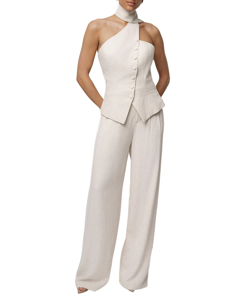 Jluxlabel Women's Oatmeal Asymmetric Scarf Top