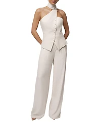 Jluxlabel Women's Oatmeal Asymmetric Scarf Top