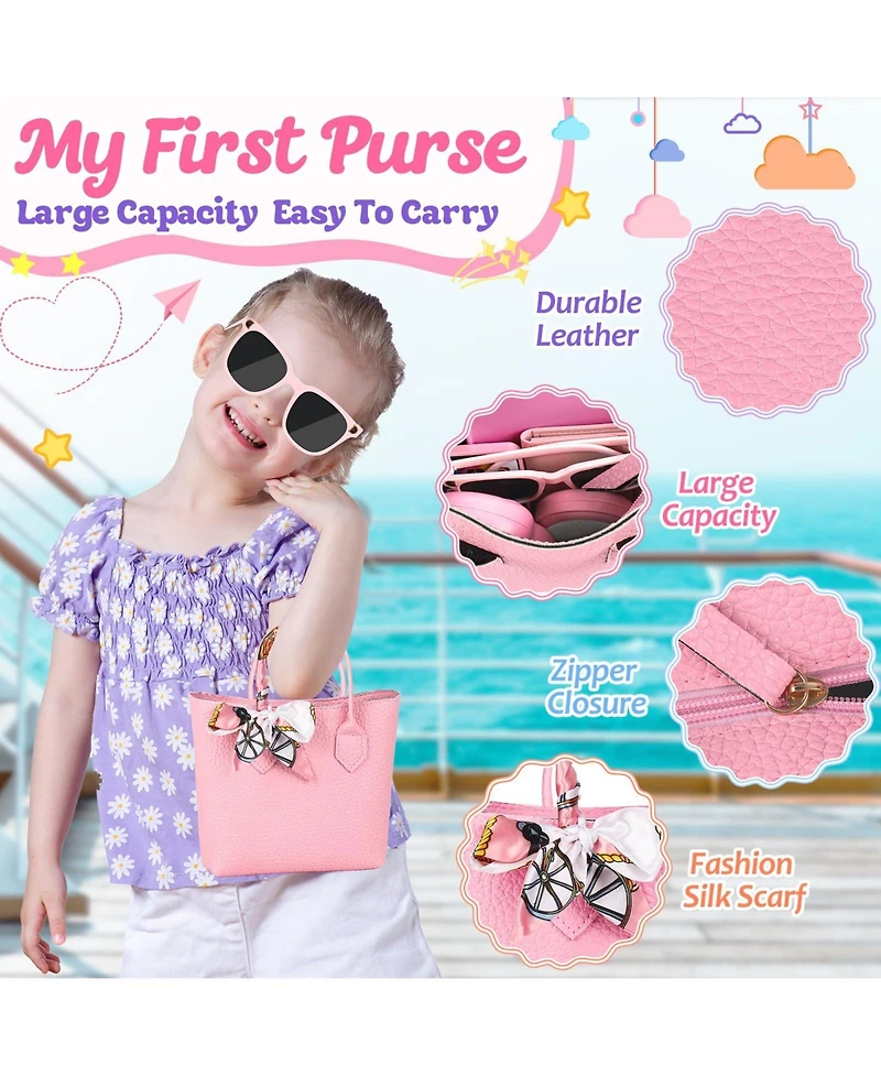 Gnuadz Play Purse Set Princess Trip Pretend Handbag Camera Phone Wallet Makeup Travel Toys 3 plus