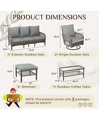 Aecojoy Patio Furniture Set Seats 7 Outdoor Sectional Sofa Couch