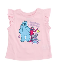 Sesame Street Baby Girls 2-Piece T-Shirt and Satin Skirt Set