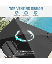 Pellebant Outdoor Patio 9X12Feet Aluminum Cantilever Umbrella with Rod Wheel Base