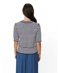 Masai Copenhagen Women's MaFaeleen Striped Short Sleeve Sweater