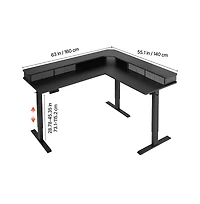 Sugift L Shaped Electric Corner Gaming Desk with 4 Drawers and Power Strip