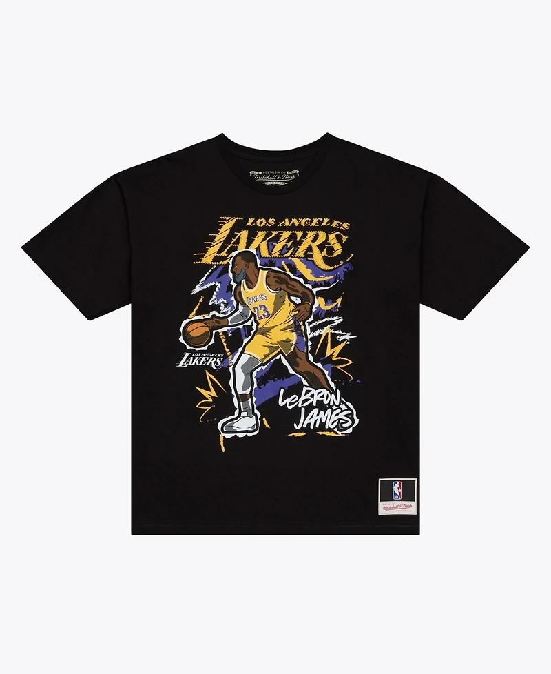 Mitchell & Ness Men's LeBron James Black Los Angeles Lakers Chalked Up T-Shirt