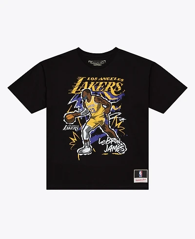 Mitchell & Ness Men's LeBron James Black Los Angeles Lakers Chalked Up T-Shirt