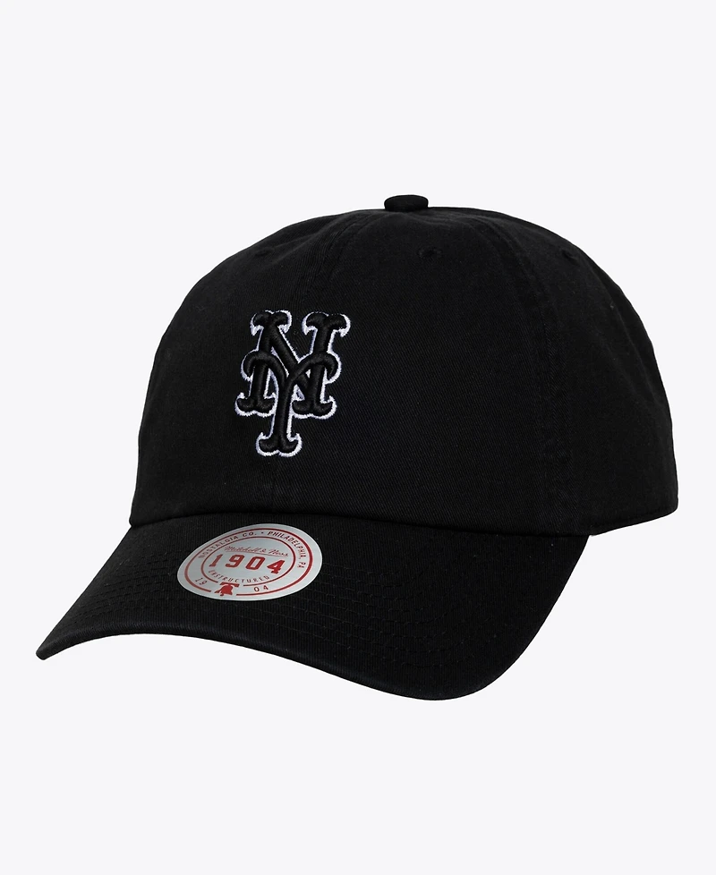 Mitchell & Ness Men's and Women's Black White New York Mets 1904 Strapback Adjustable Hat
