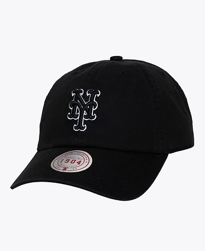 Mitchell & Ness Men's and Women's Black White New York Mets 1904 Strapback Adjustable Hat