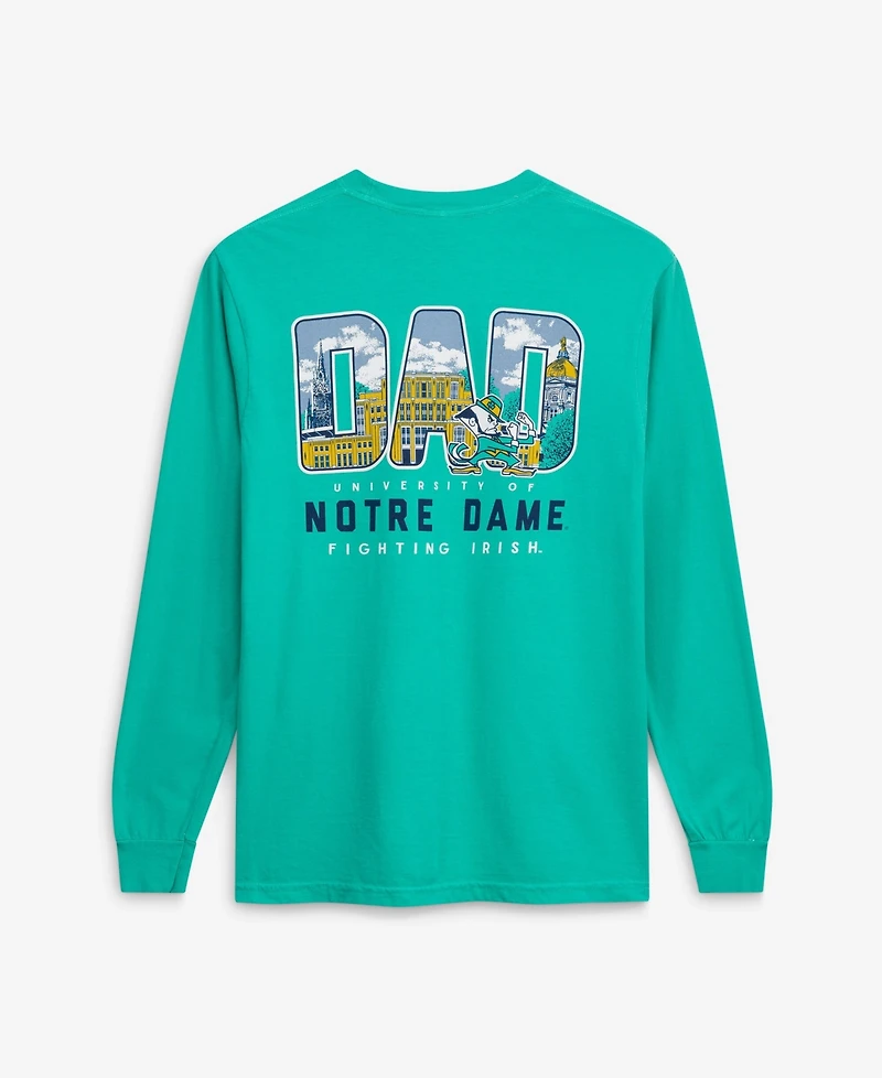 Image One Men's Green Notre Dame Fighting Irish Father's Day Campus Drawing Long Sleeve T-Shirt