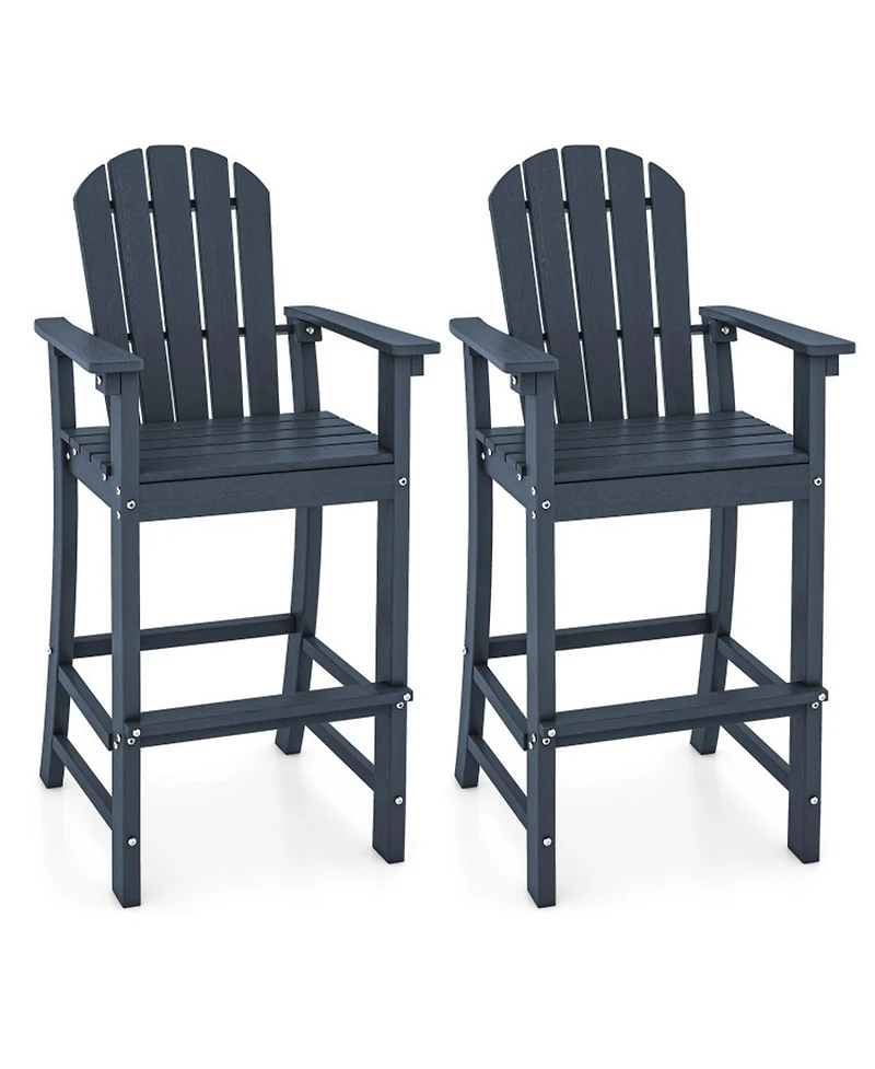 Gouun Set of 2 Counter-Height Outdoor Chairs with Armrests and Footrest
