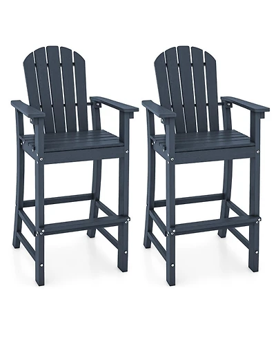 Gouun Set of 2 Counter-Height Outdoor Chairs with Armrests and Footrest