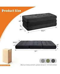homfan 6" Tri-Fold Mattress 75" x 54.3", Corduroy Sofa Bed & Guest Floor Mattress, Portable Foam for Camping, Bedroom Living Room