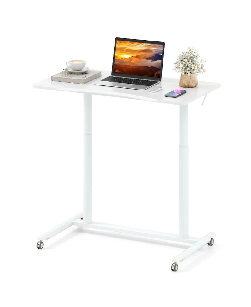 Gouun Sit-to-Stand Rolling Computer Desk with Adjustable Height