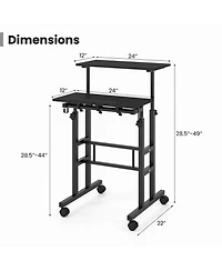 Gouun Rolling Standing Desk with Split-Level Tabletop and Wheels
