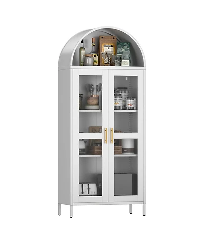Boyel Living Arched Storage Cabinet with Drawer and Double Doors, Elegant Display Furniture for Living Room