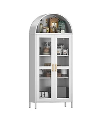 Boyel Living Arched Storage Cabinet with Drawer and Double Doors, Elegant Display Furniture for Living Room