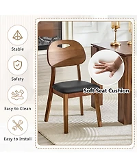 Rainsken Solid Wood Dining Chair Set of 2, Hollowed Out Backrests, Mid Century Chair, for Room, Kitchen