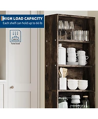 homfan 6-Tier Tall Bookcase, 71.4 Inch Height, Industrial Wood Bookshelf, Sturdy Open Shelf Organizer for Home Office, Living Room, Bedroom, Library