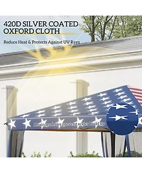 Large Pop-up Vendor Canopy w/ Long-Lasting Durability & Uv Sun Protection Flag